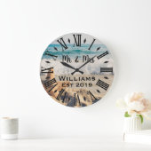 素朴ヴィンテージブパーソナライズされたルー海カスタム ラージ壁時計 (ホーム)