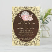 素朴ヴィンテージブライダルティーパーティーブライダルシャワー 招待状 (スタンド正面)