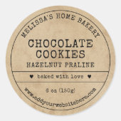 素朴ヴィンテージブラウン紙Cookieベーカリーラベル ラウンドシール (正面)
