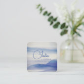 素朴ヴィンテージブルーウォーター色抽象芸術スクリプト スクエア名刺 (スタンド正面)