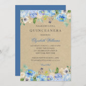 素朴ヴィンテージブルーフローラキンセアニェラ招待状 招待状 (正面/裏面)