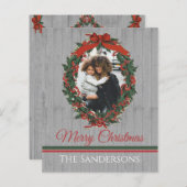 素朴ヴィンテージホリデー写真リースクリスマス (正面/裏面)