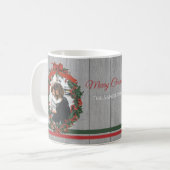 素朴ヴィンテージホリデー写真リースクリスマス コーヒーマグカップ (正面左)