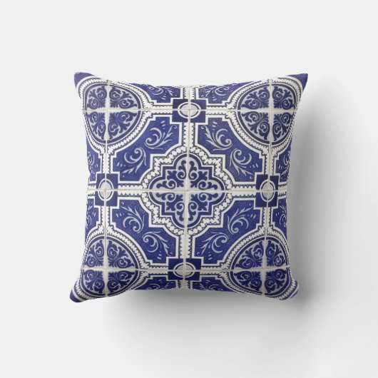 素朴ヴィンテージポルトガルのタイル模様 – Azulejo クッション (裏面)