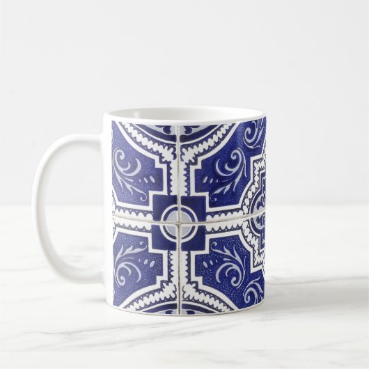 素朴ヴィンテージポルトガルのタイル模様 – Azulejo コーヒーマグカップ (左)