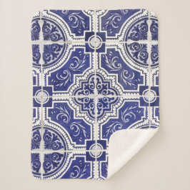 素朴ヴィンテージポルトガルのタイル模様 – Azulejo シェルパブランケット