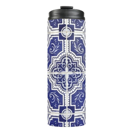 素朴ヴィンテージポルトガルのタイル模様 – Azulejo タンブラー (正面)