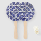 素朴ヴィンテージポルトガルのタイル模様 – Azulejo ハンドファン (正面&裏面)