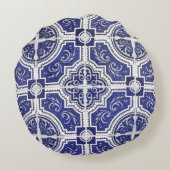 素朴ヴィンテージポルトガルのタイル模様 – Azulejo ラウンドクッション (裏面)