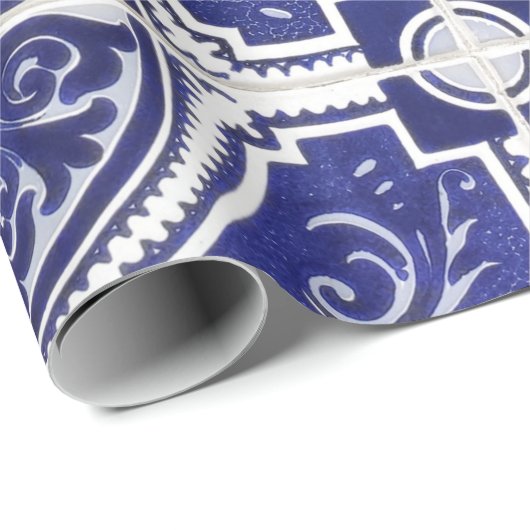 素朴ヴィンテージポルトガルのタイル模様 – Azulejo ラッピングペーパー (ロールコーナー)