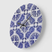 素朴ヴィンテージポルトガルのタイル模様 – Azulejo ラージ壁時計 (傾斜)