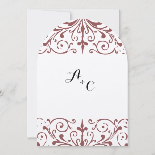 素朴ヴィンテージマ結婚ルサラのアーチ形 招待状 (正面)