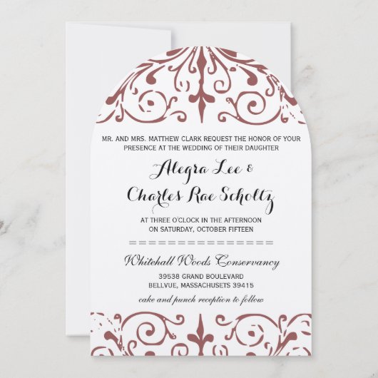 素朴ヴィンテージマ結婚ルサラのアーチ形 招待状 (裏面)