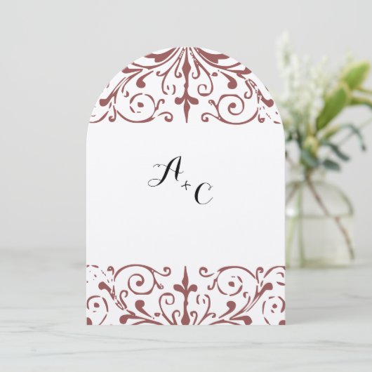 素朴ヴィンテージマ結婚ルサラのアーチ形 招待状 (スタンド正面)