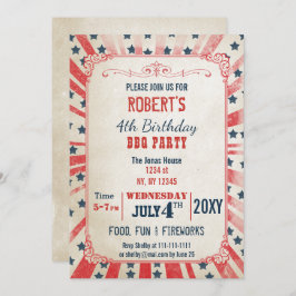 素朴ヴィンテージメモリアルデーパーティの招待状 招待状