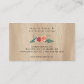 素朴ヴィンテージモダンフローラモチーフタンウッドグレイン 名刺 (裏面)