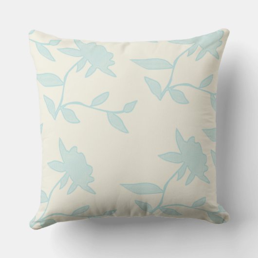 素朴ヴィンテージライトブルー花デコール クッション (裏面)