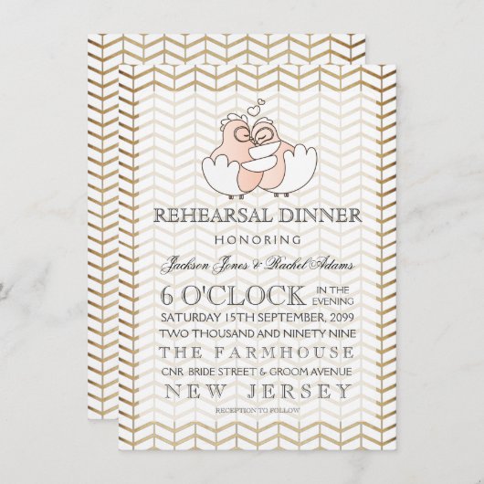 素朴ヴィンテージラブバーズリハーサルディナー招待状 招待状 (正面/裏面)