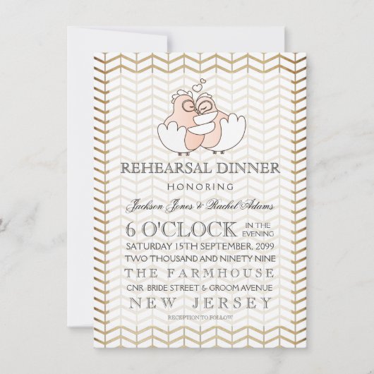 素朴ヴィンテージラブバーズリハーサルディナー招待状 招待状 (正面)