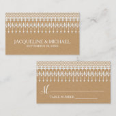 素朴ヴィンテージレースクラフト紙スクリプトタイポグラフィ プレイスカード (正面/裏面)