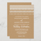 素朴ヴィンテージレースクラフト紙スクリプトタイポグラフィ 招待状 (正面/裏面)