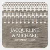 素朴ヴィンテージレースチャックボードスクリプトタイポグラフィ スクエアシール (正面)