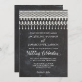 素朴ヴィンテージレースチャックボードスクリプトタイポグラフィ 招待状 (正面/裏面)