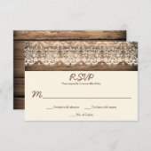 素朴ヴィンテージレースバーンウッドRSVP 出欠カード (正面/裏面)