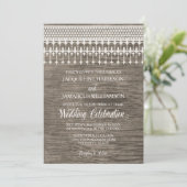 素朴ヴィンテージレース木製フェンススクリプトタイポグラフィ 招待状 (スタンド正面)