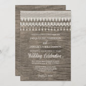 素朴ヴィンテージレース木製フェンススクリプトタイポグラフィ 招待状 (正面/裏面)