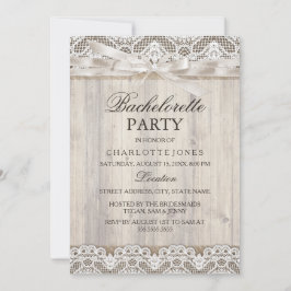 素朴ヴィンテージレース&ウッドバチェロレッテ 招待状