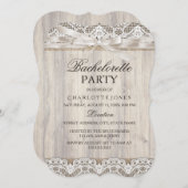 素朴ヴィンテージレース&ウッドバチェロレッテ 招待状 (正面/裏面)