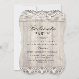 素朴ヴィンテージレース&ウッドバチェロレッテ 招待状