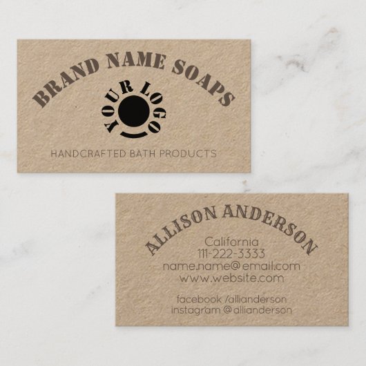 素朴ヴィンテージロゴテンプレート手作り曲線文字 名刺 (正面/裏面)