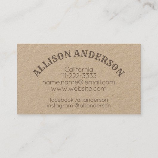 素朴ヴィンテージロゴテンプレート手作り曲線文字 名刺 (裏面)