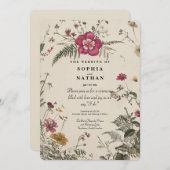 素朴ヴィンテージワイルドフラワー結婚式招待状 招待状 (正面/裏面)