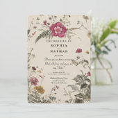 素朴ヴィンテージワイルドフラワー結婚式招待状 招待状 (スタンド正面)