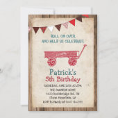 素朴ヴィンテージワゴンボーイ誕生日招待状 招待状 (正面)