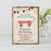 素朴ヴィンテージワゴンボーイ誕生日招待状 招待状 (スタンド正面)