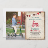 素朴ヴィンテージ三輪車ボーイ誕生日招待状 招待状 (正面)