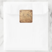 素朴ヴィンテージ世界地図グローブ スクエアシール (バッグ)