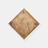 素朴ヴィンテージ世界地図グローブ スタンダードカクテルナプキン (角)