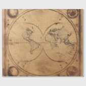 素朴ヴィンテージ世界地図グローブ ラッピングペーパー (フラット)