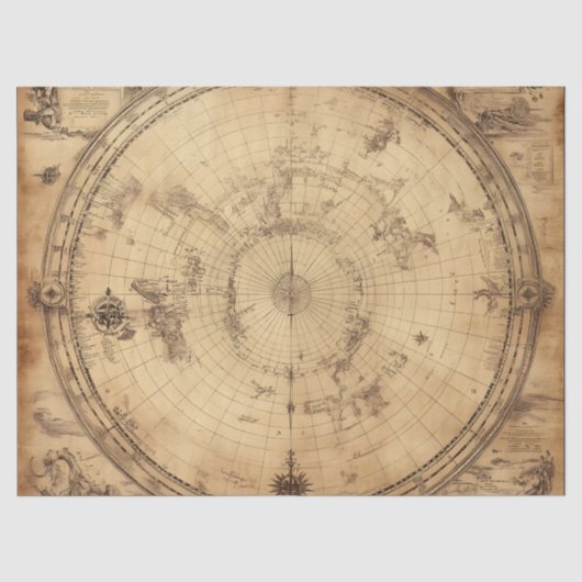 素朴ヴィンテージ世界地図グローブ(3) 薄葉紙 (正面)