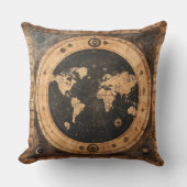 素朴ヴィンテージ世界地図グローブ(4) クッション (正面)