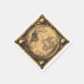素朴ヴィンテージ世界地図グローブ(6) スタンダードカクテルナプキン (角)