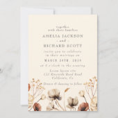 素朴ヴィンテージ乾燥ワイルドフラワーセージ結婚グリーン 招待状 (正面)