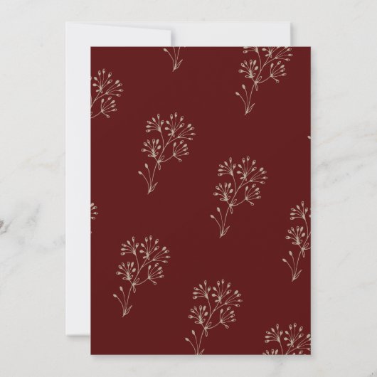 素朴ヴィンテージ乾草ブルゴーニュ結婚ーズ 招待状 (裏面)