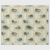 素朴ヴィンテージ冬の風景コラージュ ラッピングペーパー (フラット)