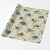 素朴ヴィンテージ冬の風景コラージュ ラッピングペーパー (アンロールド)